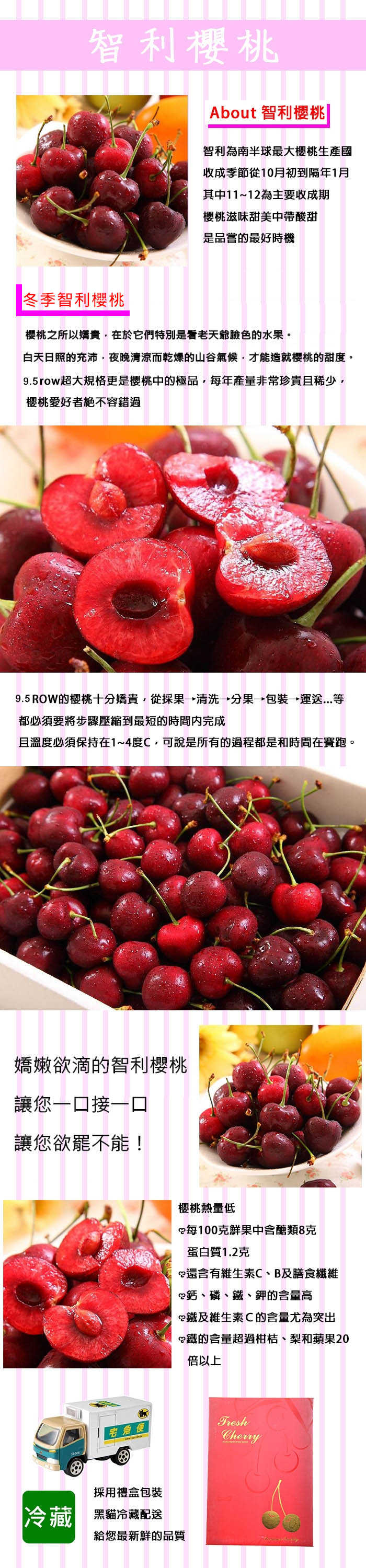 【一等鮮】9.5Row智利櫻桃禮盒(附提袋) 水果禮盒