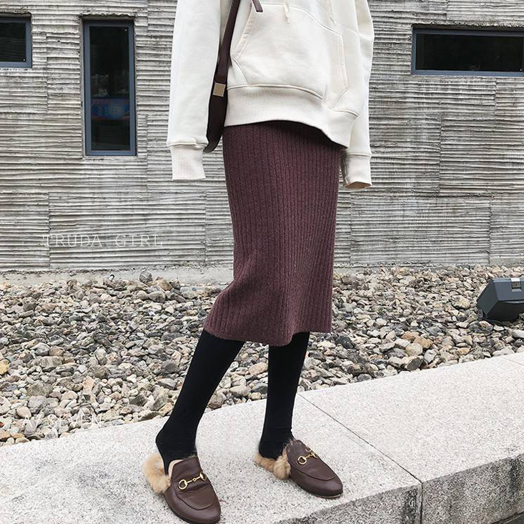 加厚羊絨混紡保暖針織裙 (長/短款)