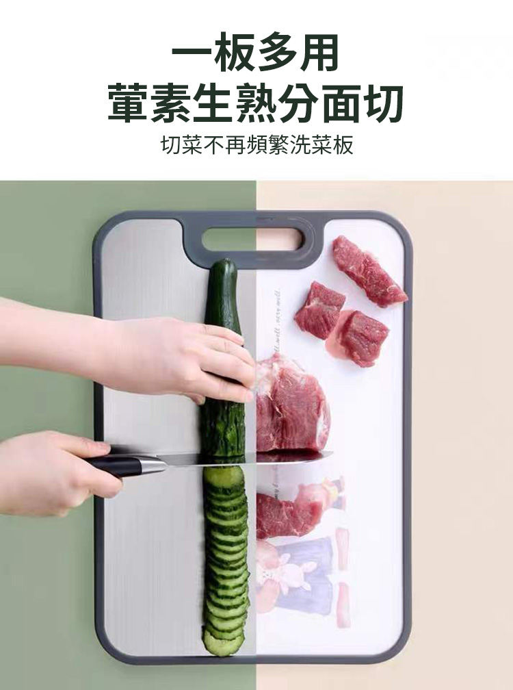 304不鏽鋼防霉雙面砧板 (平面密點防滑顆粒/橡膠包邊不打滑)