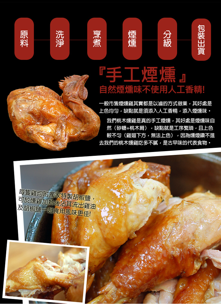 【築地一番鮮】桃木燻雞1250g 全雞 雞肉 年菜 三牲 煙燻雞 燻雞肉