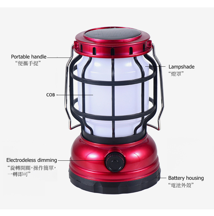 手提便攜USB太陽能露營燈