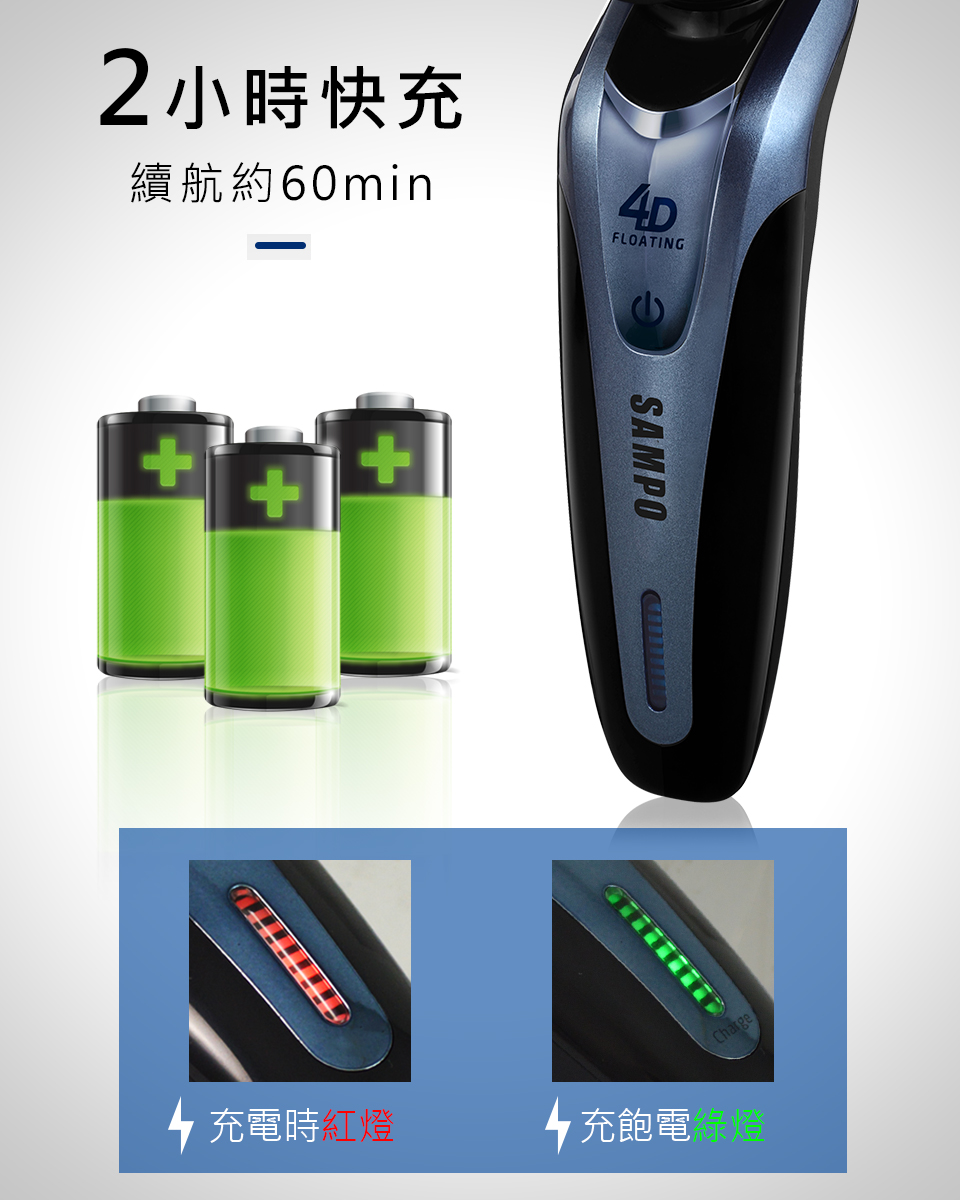 SAMPO聲寶 4D水洗式三刀頭電鬍刀 EA-Z1613WL 刮鬍刀 電動刮鬍刀