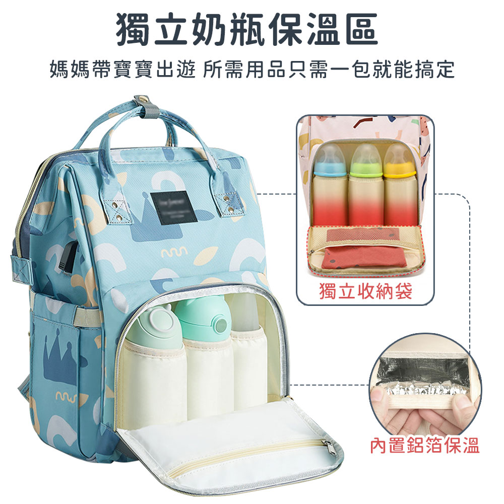 時尚輕便大容量多功能多格層後背包 媽咪包 媽媽包 3色