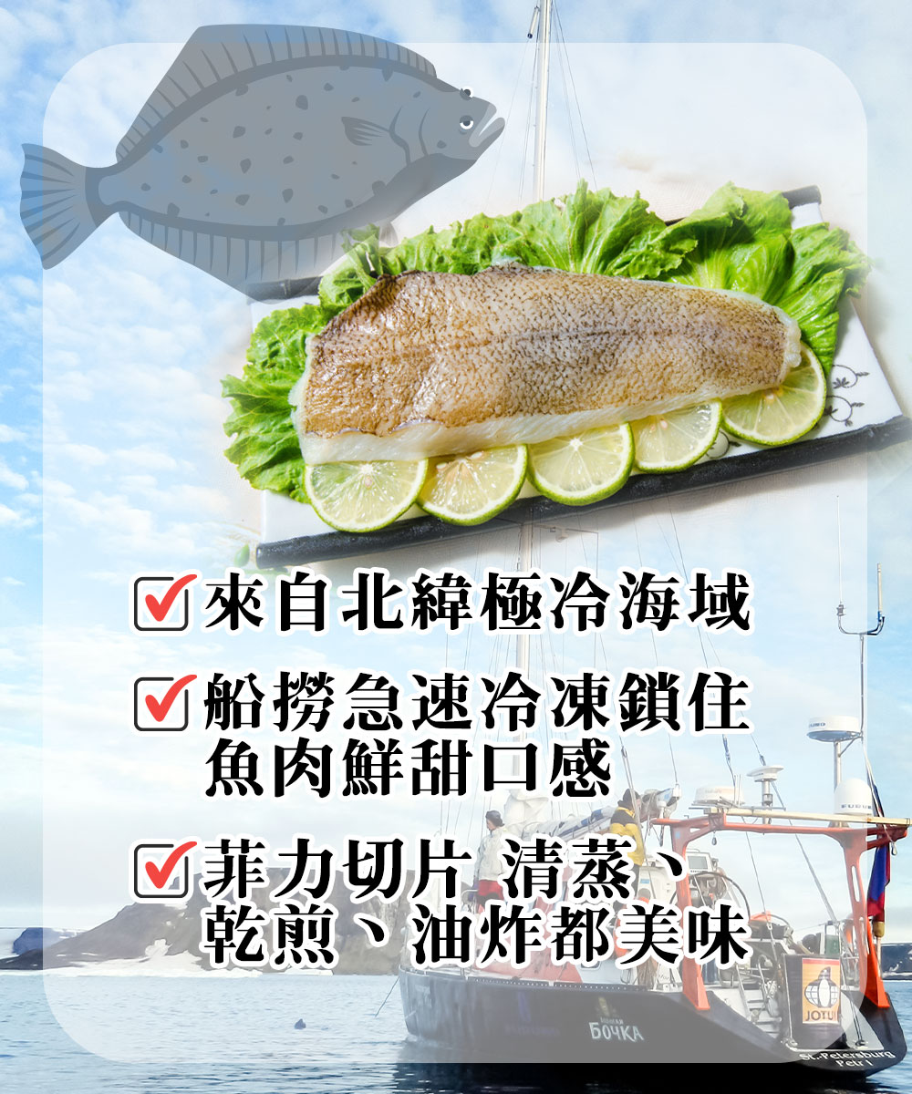 【鮮綠生活】嚴選野生捕撈深海皇帝魚菲力清肉(150g/片) 鰈魚