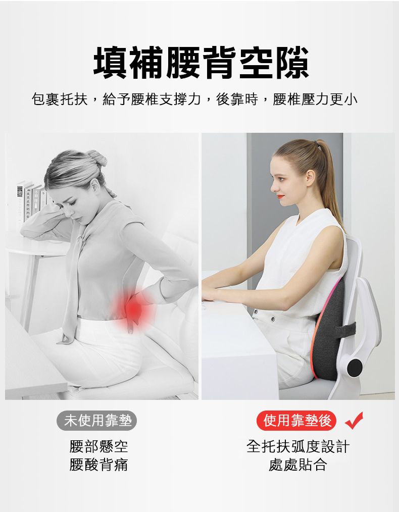 H型記憶棉包覆腰靠墊