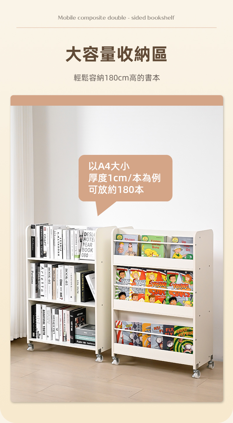SGS認證創意雙面可移動兒童書櫃