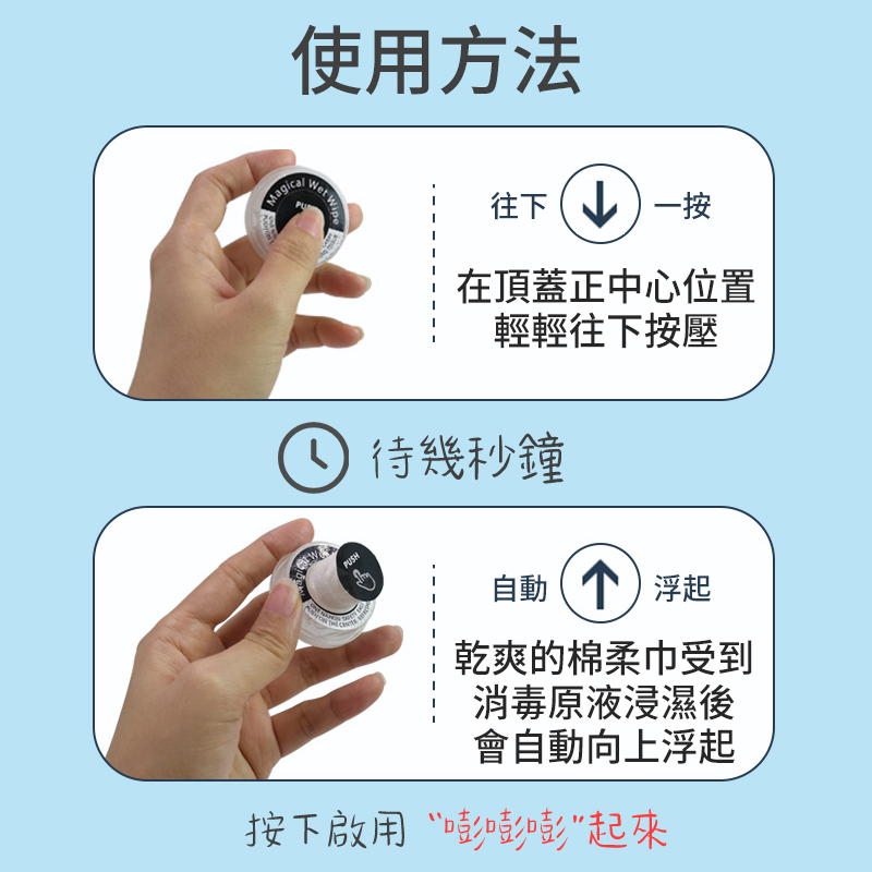 一次性按壓消毒濕紙巾 拋棄式壓縮紙巾 旅行用品