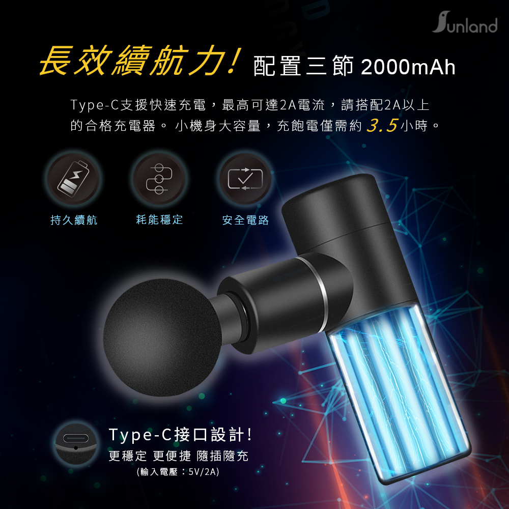 【Sunland】輕量快充深層筋膜運動按摩槍 SE001