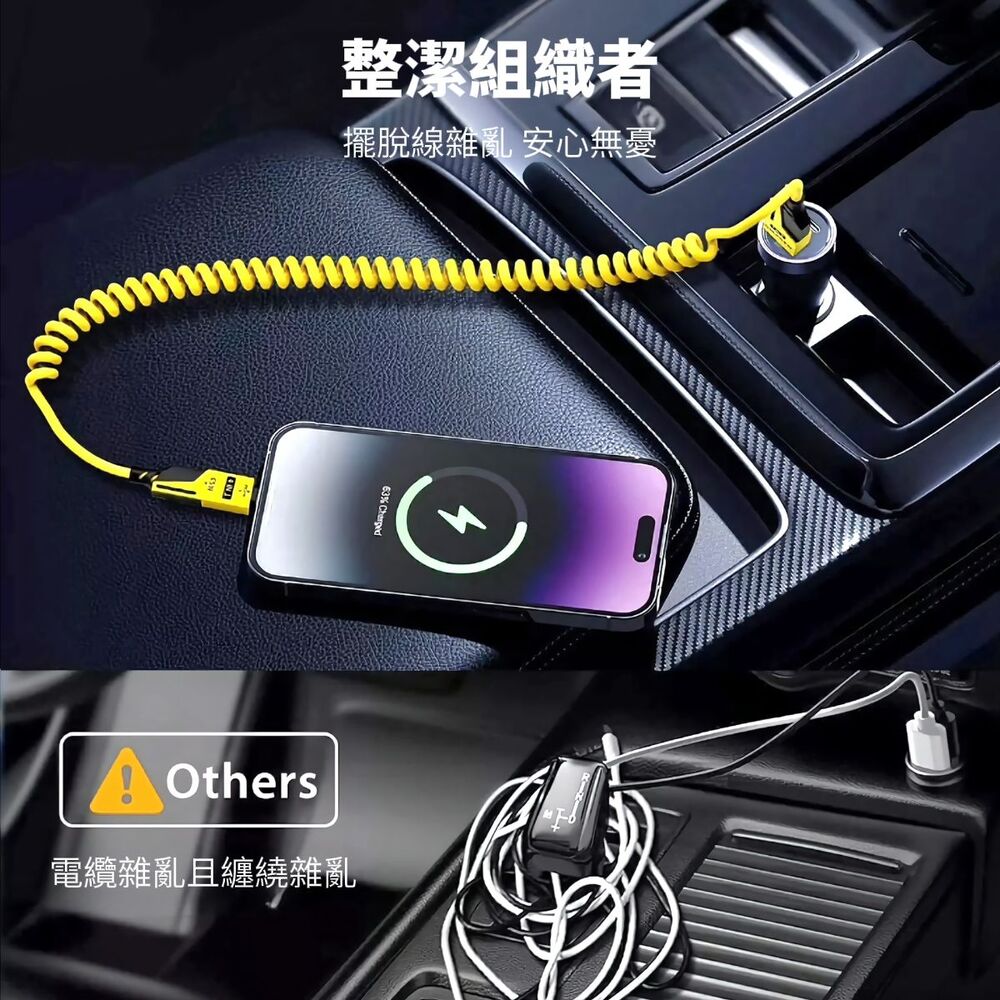 65W機械彈簧四合一充電傳輸線 USB/Lightning/Type-C