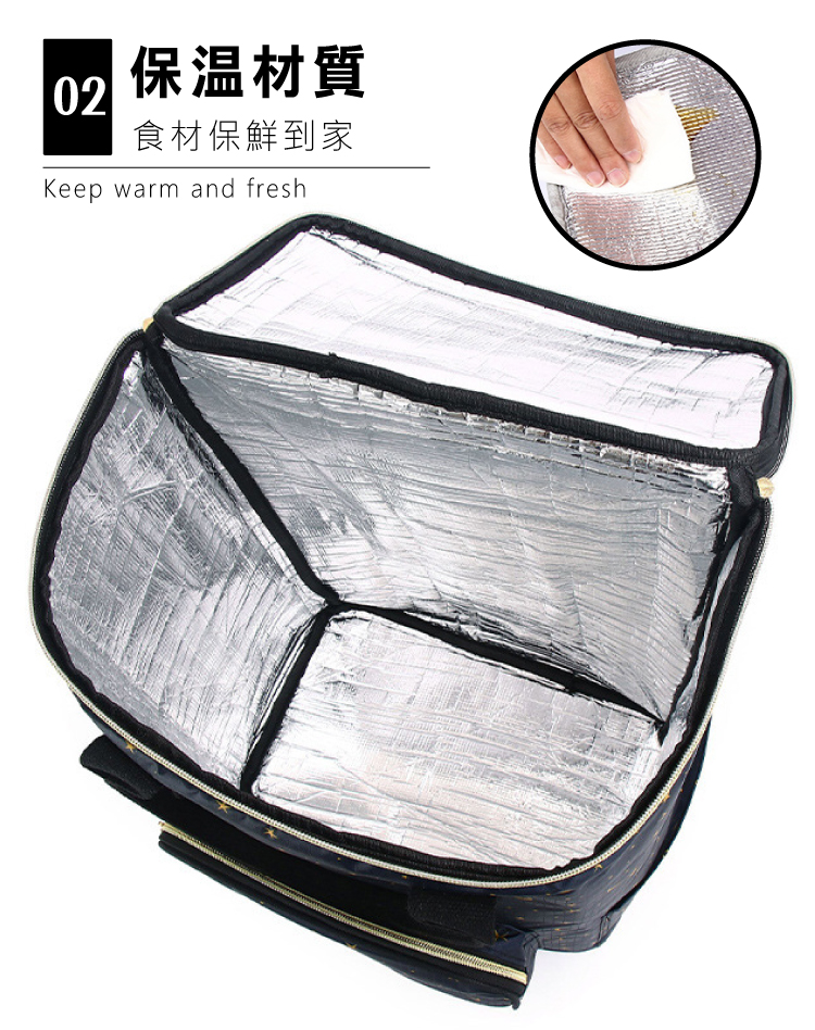 【ONE HOUSE】奈拉拉桿防水保溫4輪折疊購物車 OH-Q325