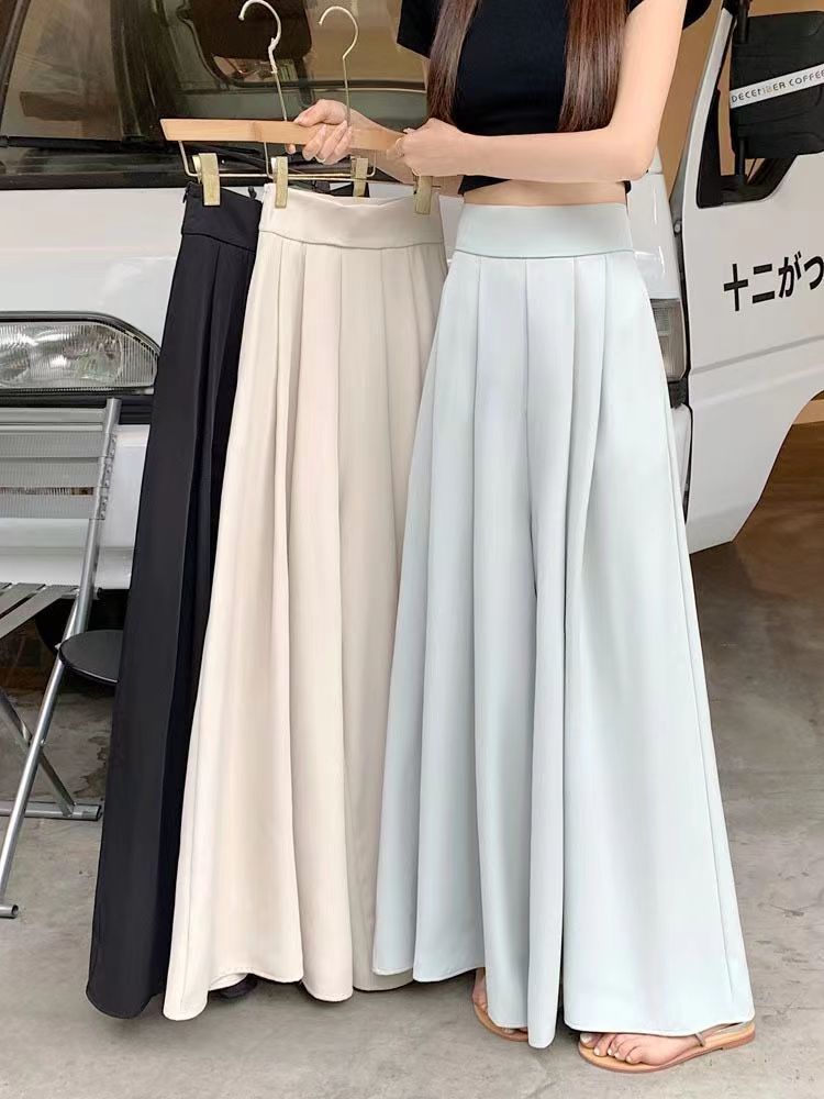 百褶西裝高腰垂感顯瘦休閒褲裙 M-XL 多色