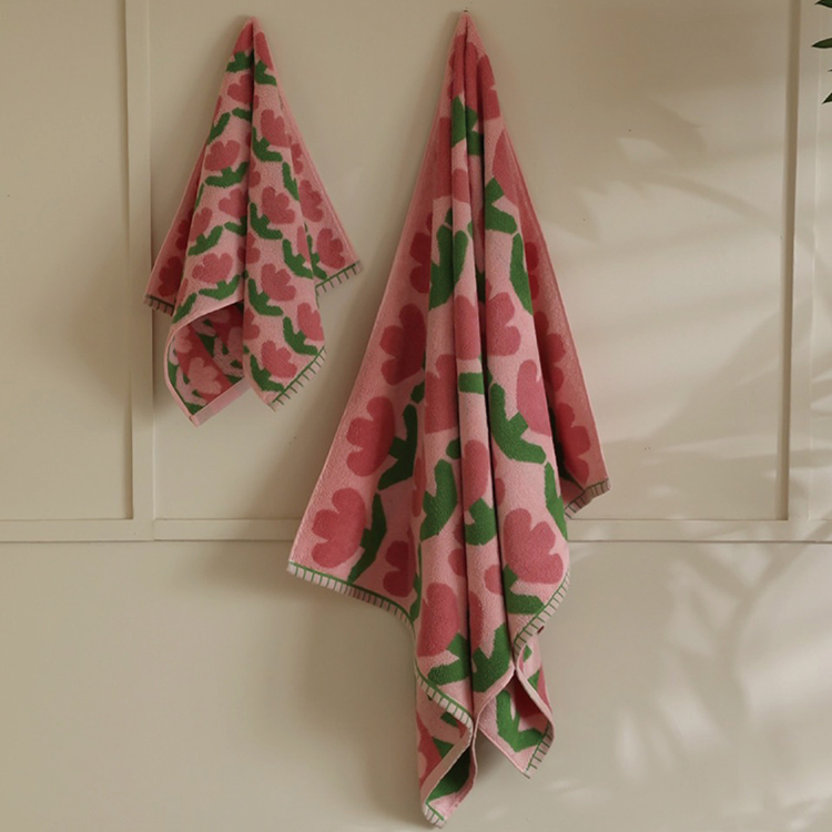 【星紅織品】鬰金香吸水速乾純棉浴巾/毛巾(2色任選)