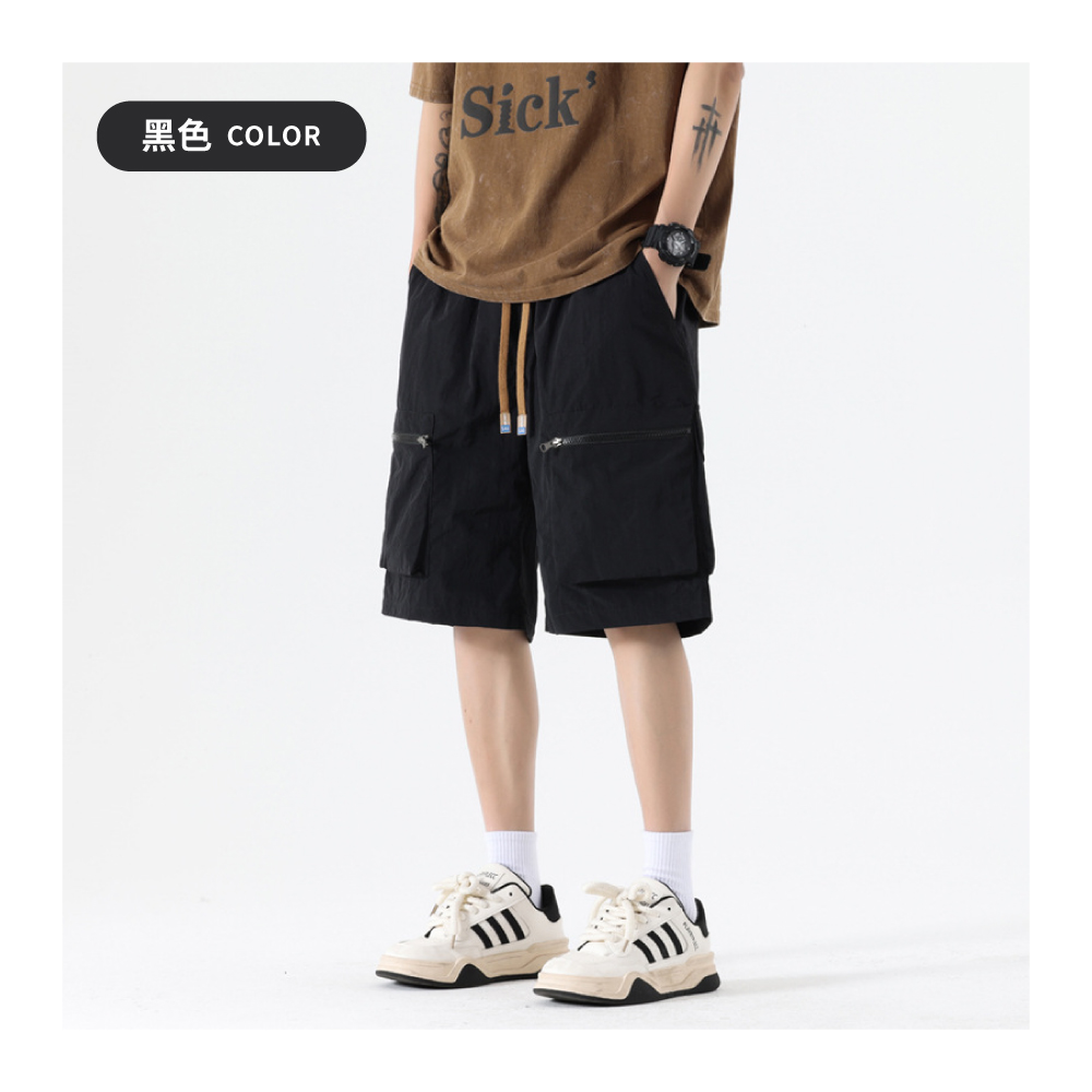 日系戶外百搭多口袋抽繩工裝短褲-4色可選 XL-3XL