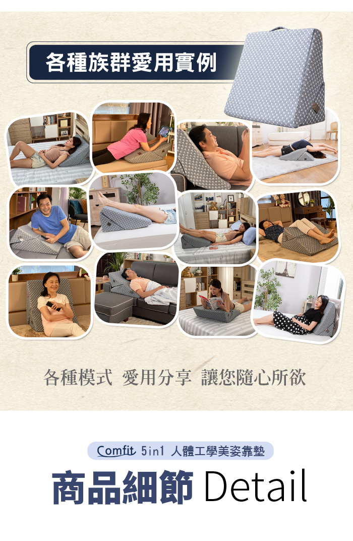 人體工學美姿靠墊 放鬆支撐墊 運動輔助墊 居家伸展墊 贈涼感透氣椅墊