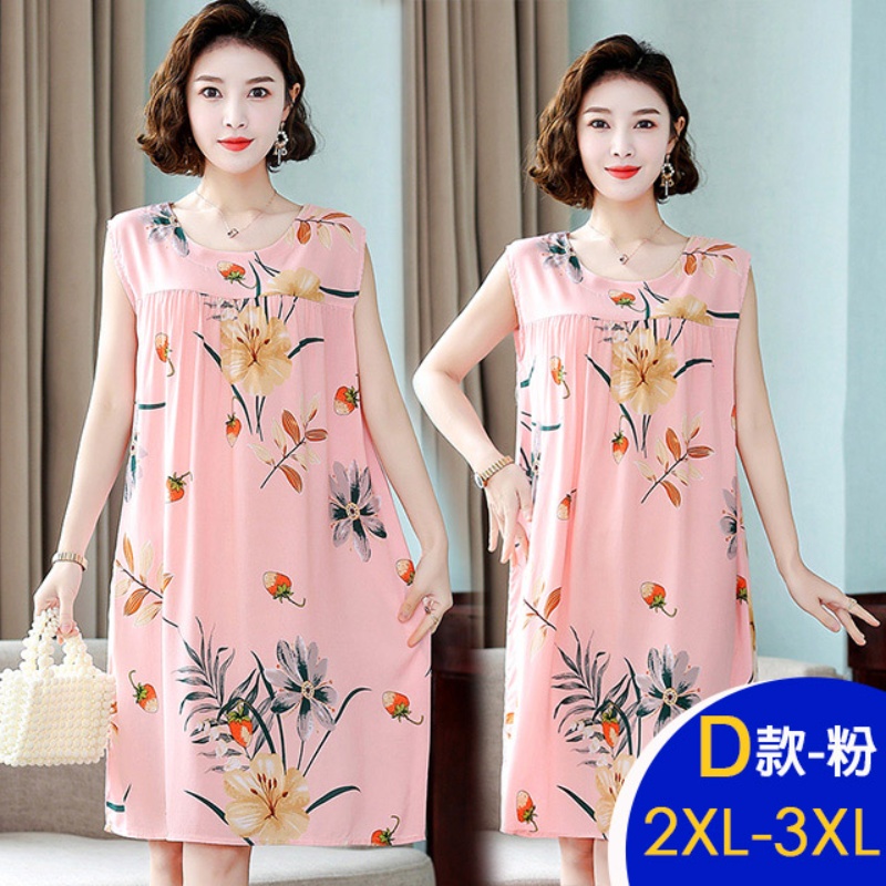 中大尺碼寬鬆優雅進口棉綢印花洋裝多款任選 修身顯瘦 連衣裙 韓國製 涼感冰絲