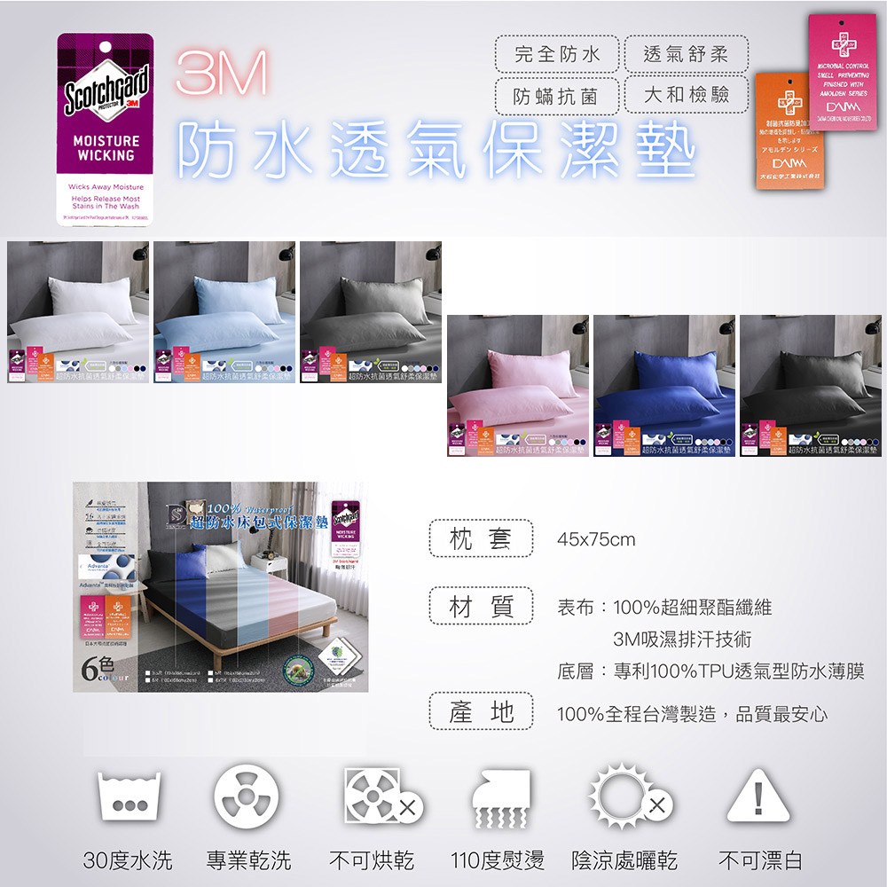 【BEST】3M看護級防蹣抗菌防水床包保潔墊 真防水透氣保潔墊/枕套 防水墊