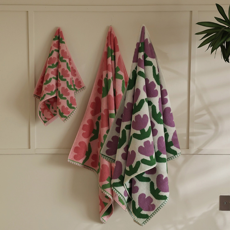 【星紅織品】鬰金香吸水速乾純棉浴巾/毛巾(2色任選)