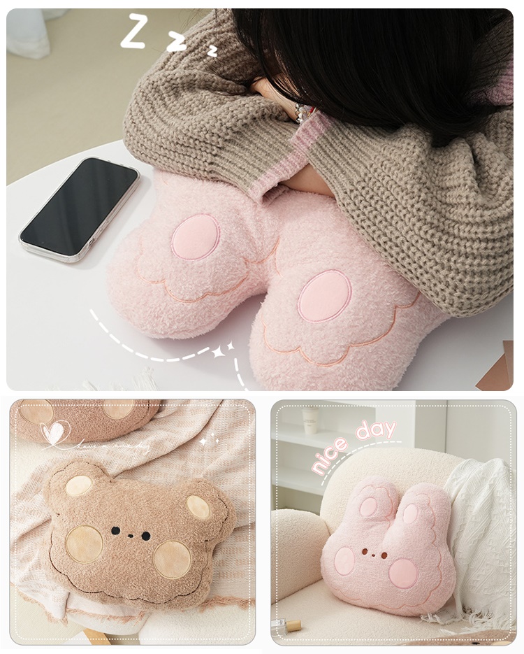 柔軟手感大頭造型兔子熊熊沙發抱枕 靠墊 靠枕 座椅抱枕 靠墊 玩偶 腰靠墊 趴枕