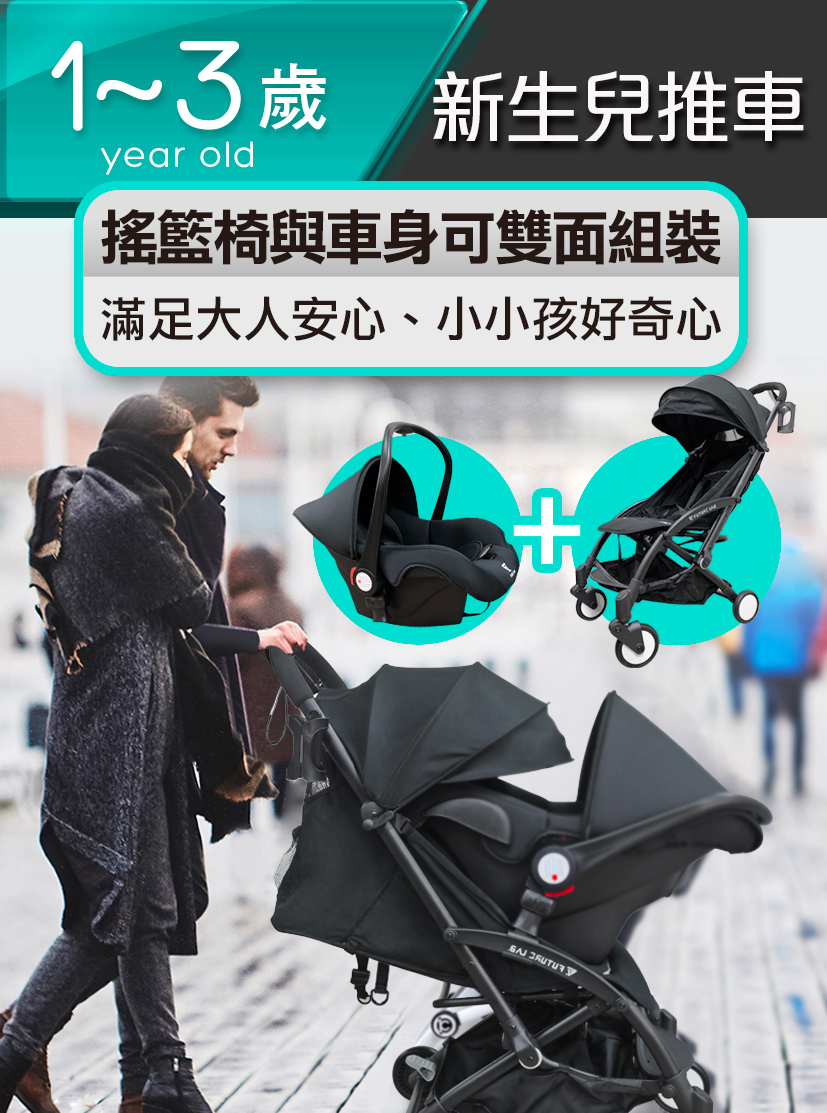 【未來實驗室】6D 守護成長嬰兒車+提籃 防傾倒 變型 收納 安全 嬰兒推車 嬰