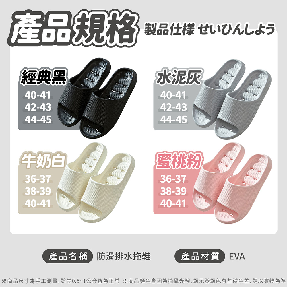 Q彈柔軟EVA超防滑排水拖鞋 36-45