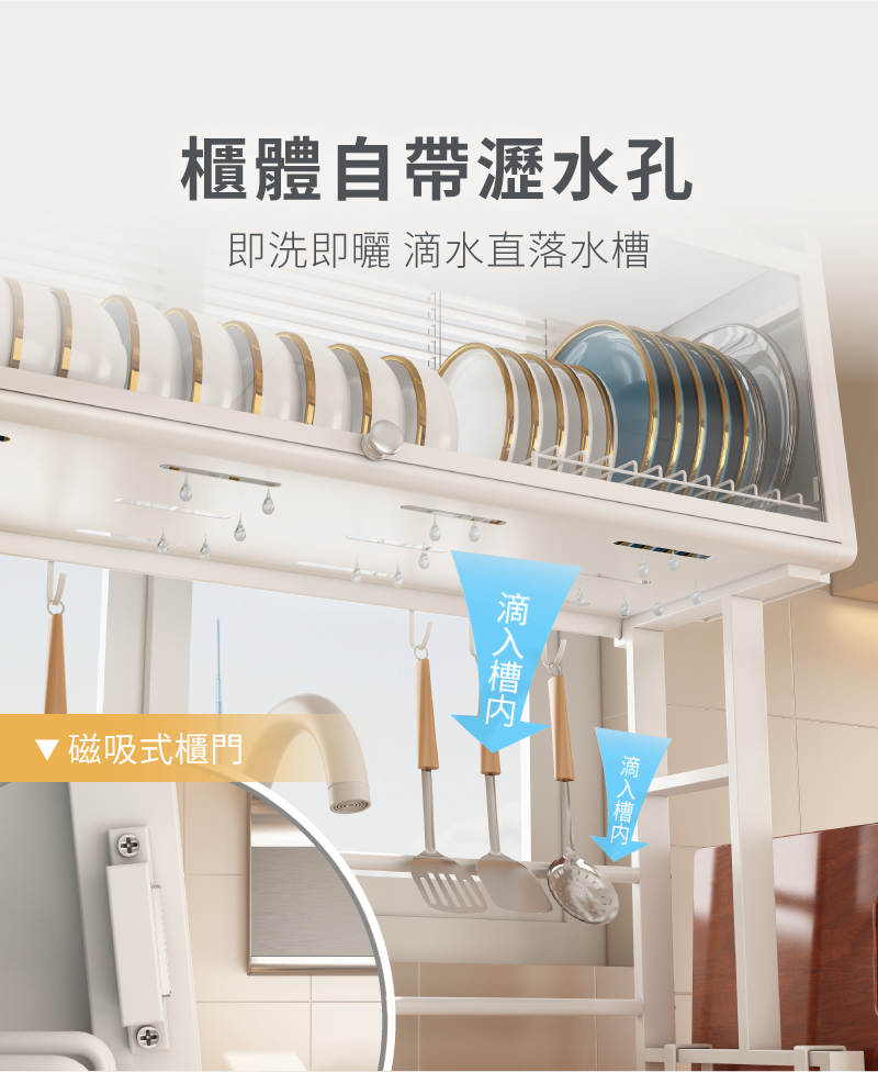 不鏽鋼翻蓋防塵可伸縮水槽碗盤瀝水架