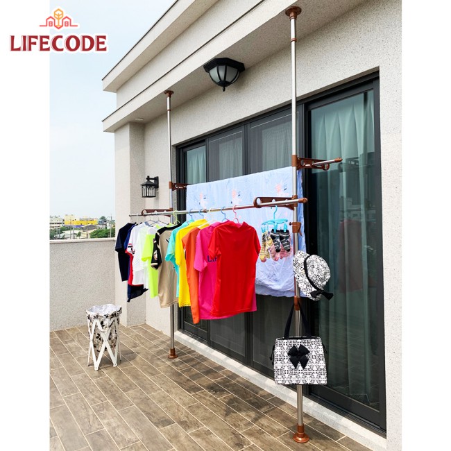 【LIFECODE】春樹頂天立地多用途曬衣架衣帽架