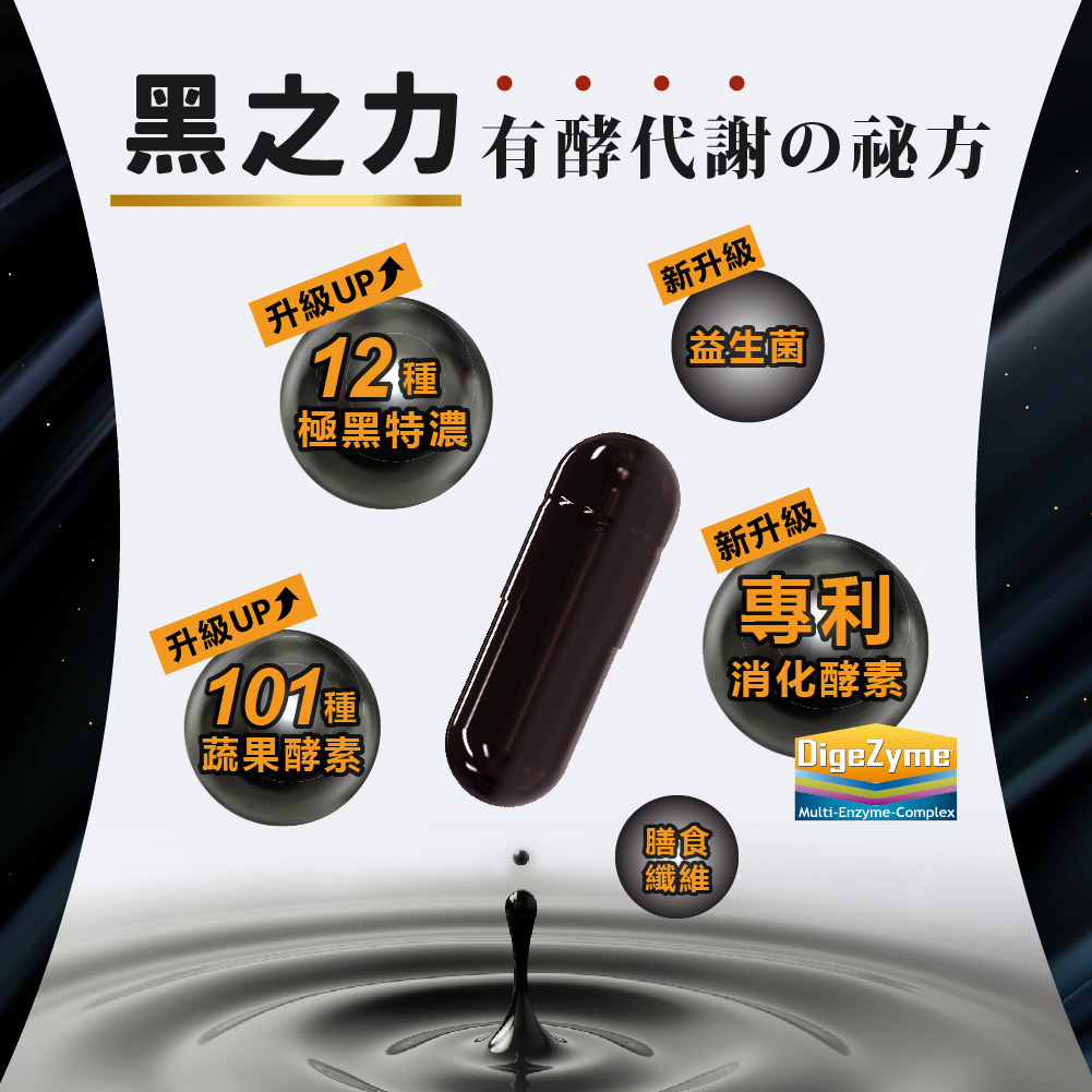 【歐瑪茉莉】黑之力EX黑酵素膠囊 升級版(30粒/盒) 促進代謝 專利消化酵素