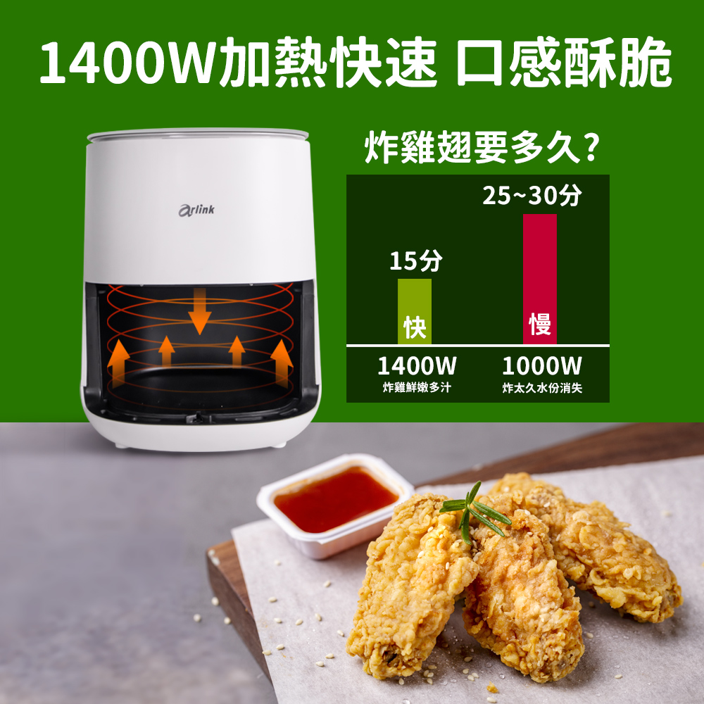 【Arlink】小白同學氣炸鍋 EB2505 (贈保冰保溫袋+刷夾組)
