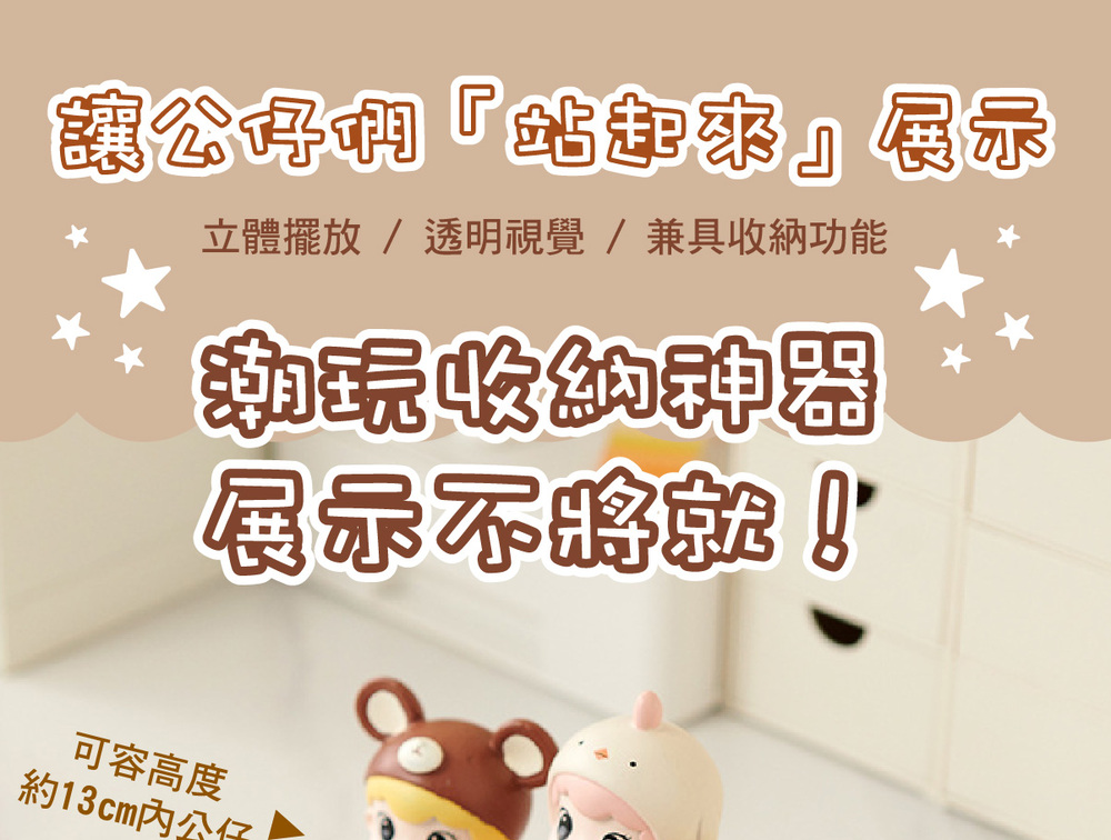 頒獎台階梯公仔收納盒(18.5x14x16cm) 公仔展示盒 壓克力收納盒 防塵