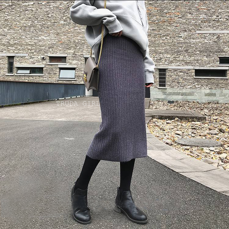 加厚羊絨混紡保暖針織裙 (長/短款)