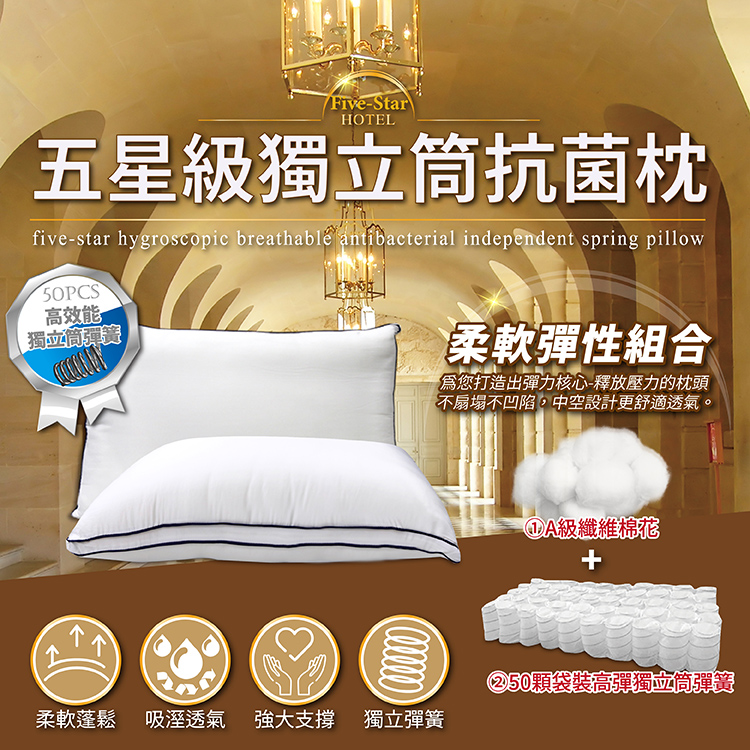五星級獨立筒抗菌枕