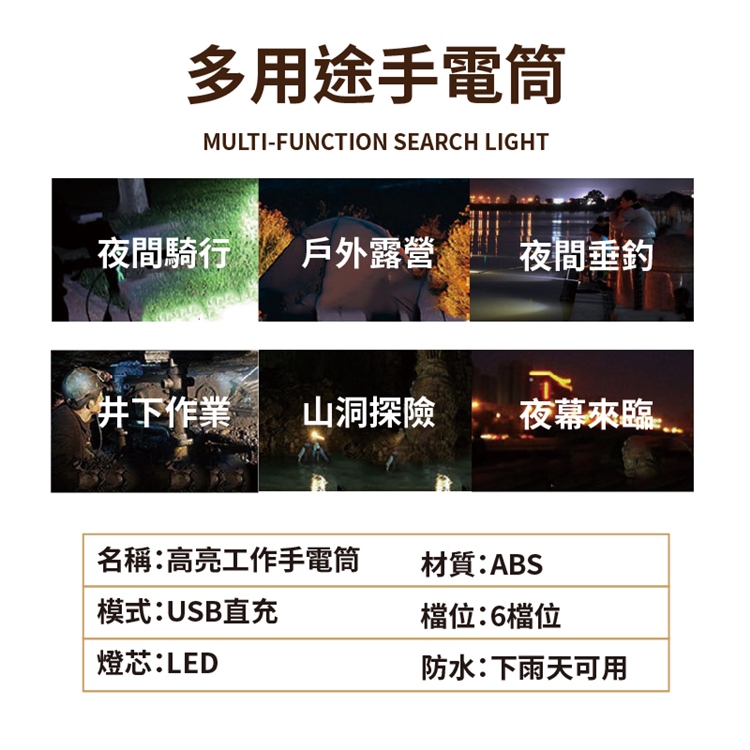 手提可拆卸高亮工作手電筒