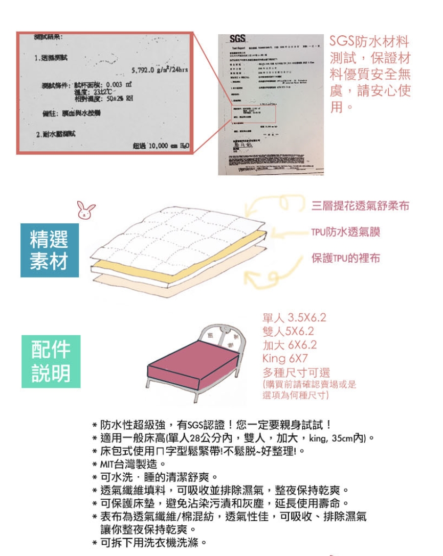 棉床本舖Annahome 床包式防水保潔墊 單人保潔墊 雙人保潔墊 加大保潔墊