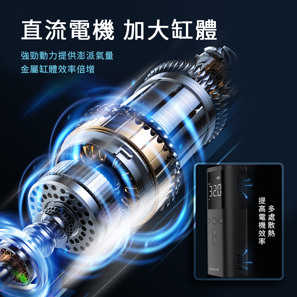 【Philo 飛樂】多功能疾速無線電動智能打氣機 TP20