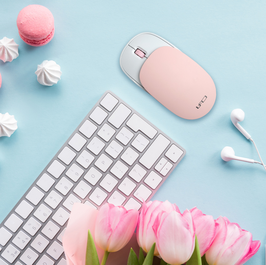 【INTOPIC 廣鼎】滑蓋充電式無線滑鼠-粉色 (MSW-C100-PK)