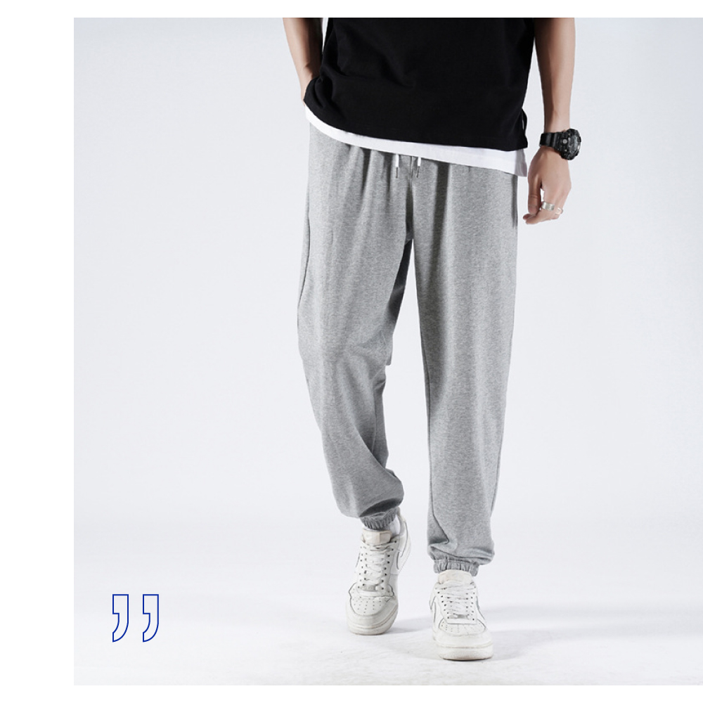 大尺碼百搭寬鬆休閒束口棉褲 舒適親膚 XL-4XL