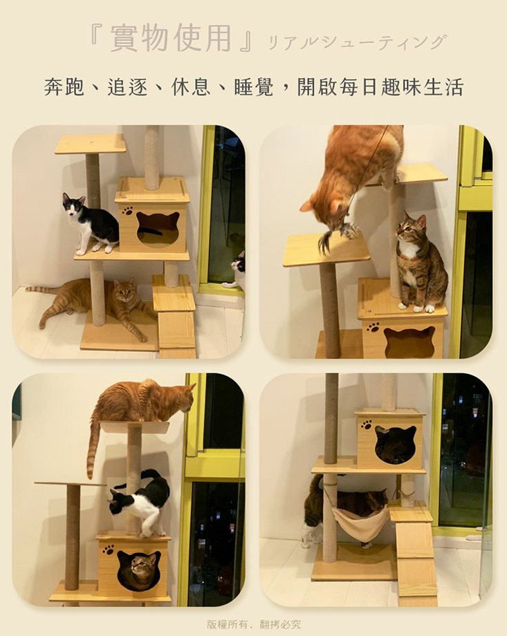 【貓本屋】木紋系列貓咪樂園貓跳台(太空艙/吊床)貓窩+爬架+太空艙+瞭望台