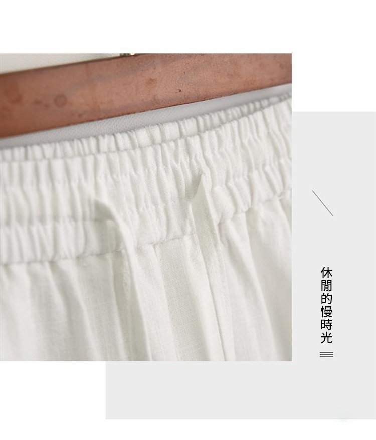 日系復古輕薄寬鬆亞麻直筒褲