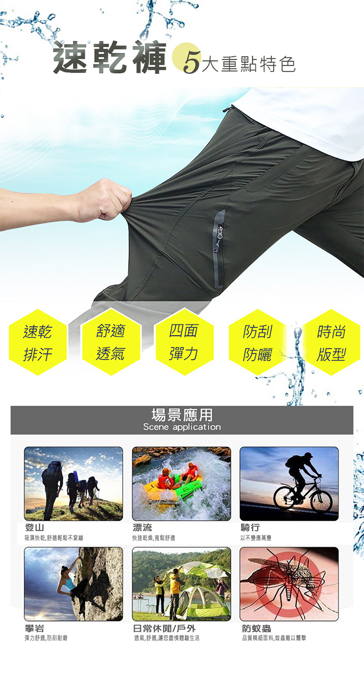 男女超彈力防刮速乾褲 (男M-3XL/女S-XL)衝鋒褲 防水口袋 吸濕排汗