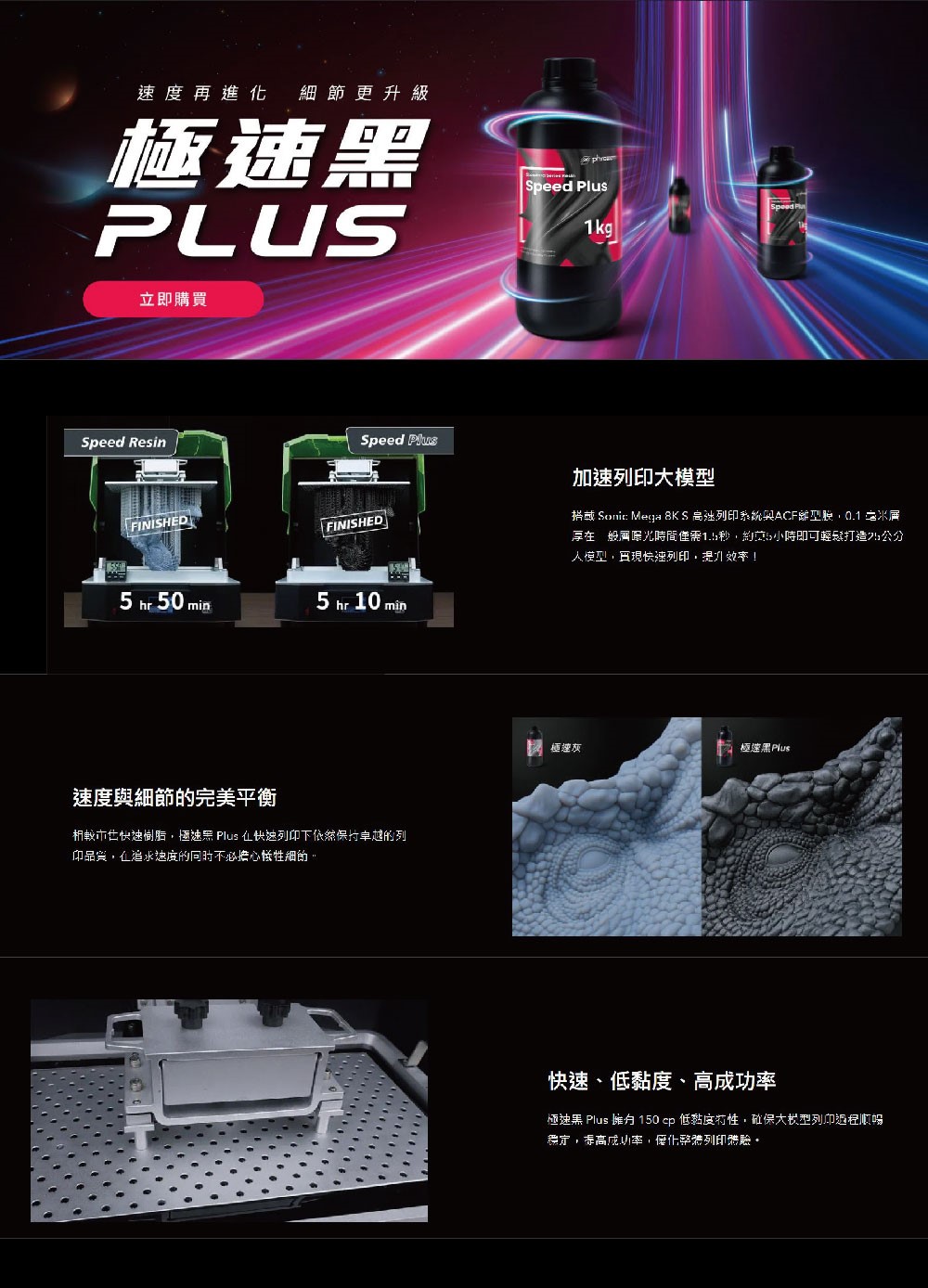 【PHROZEN普羅森】極速黑 Plus 樹脂 (1KG裝)