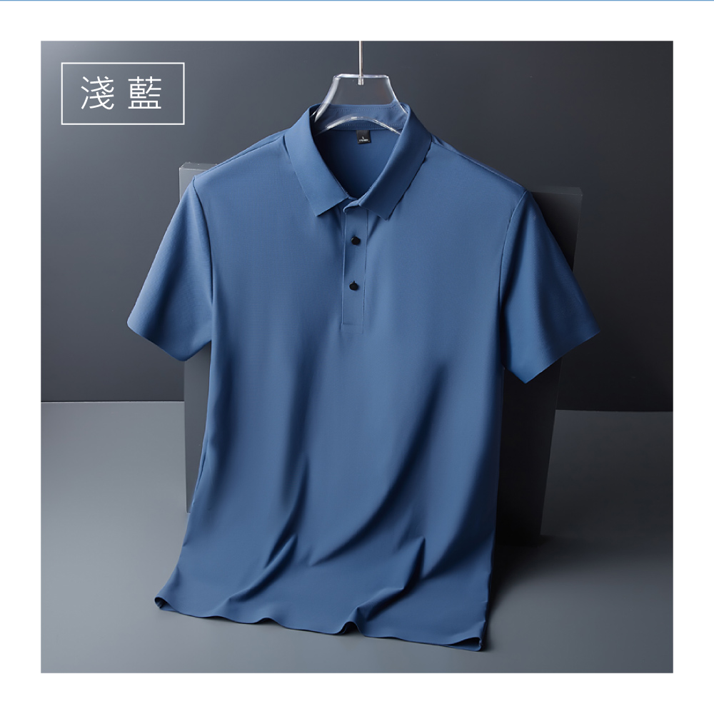 輕薄涼感冰絲透氣商務休閒POLO衫 4色 XL-4XL polo上衣 冰絲上衣
