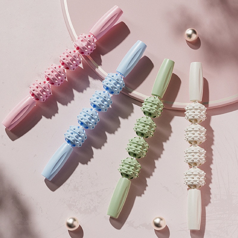 莫蘭迪色健身瑜珈滾輪按摩棒 三輪 四輪 三色可選