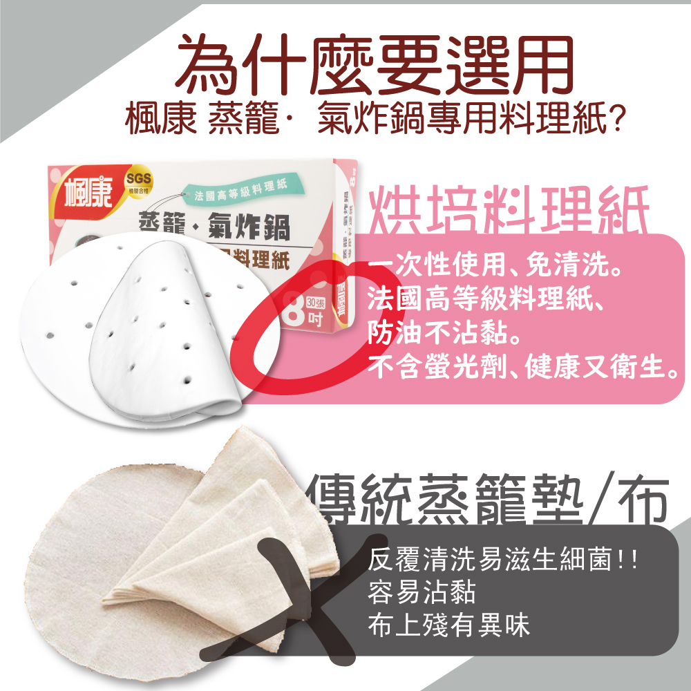 【楓康】蒸籠.氣炸鍋專用料理紙(8吋)