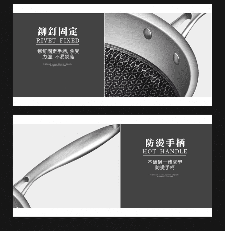 德國熱銷曜黑蜂窩紋不沾平底鍋炒鍋