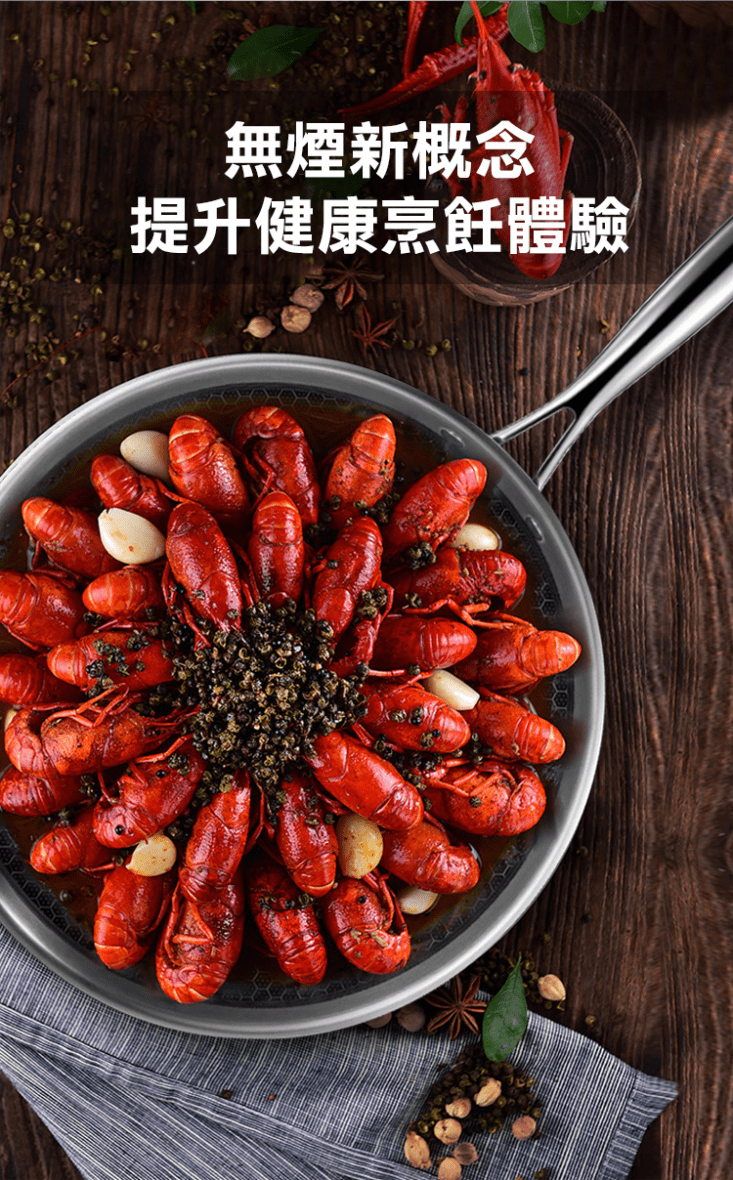 德國熱銷曜黑蜂窩紋不沾平底鍋炒鍋