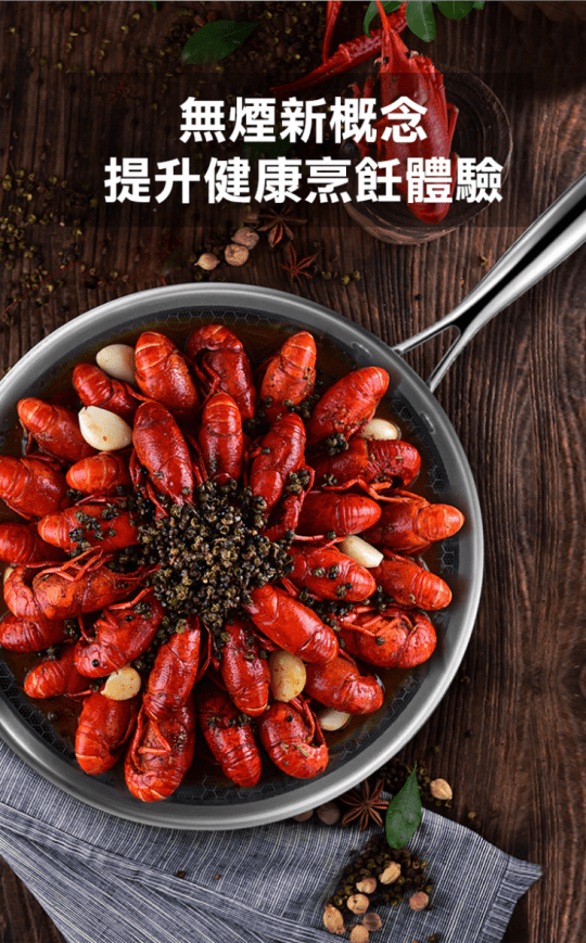 德國熱銷曜黑蜂窩紋不沾平底鍋炒鍋
