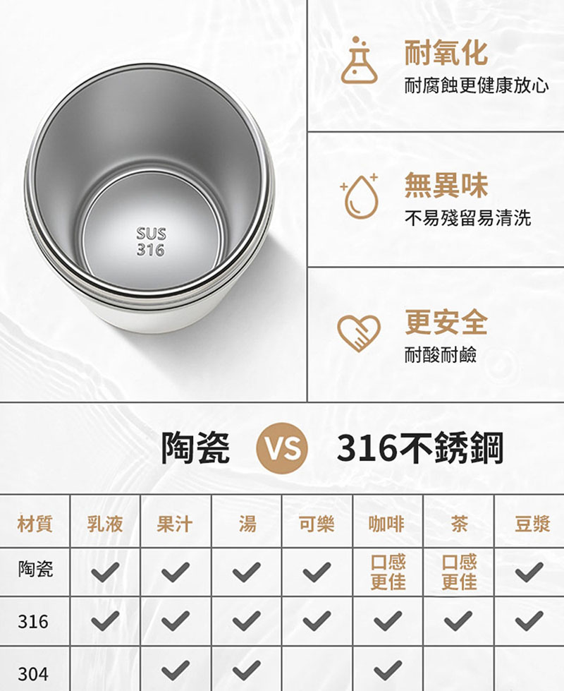 陶瓷內膽隨行保溫杯500ml