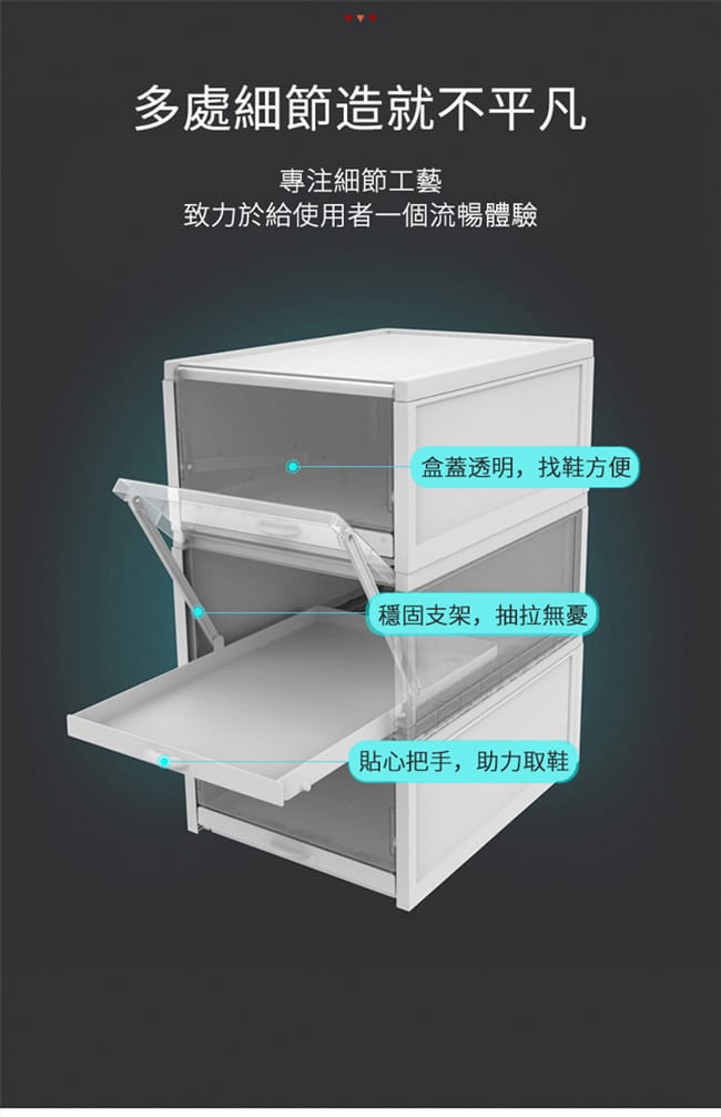 【IDEA】加大抽屜透明收納鞋盒YZ-002 透明鞋盒/可疊加鞋盒/抽屜收納鞋盒