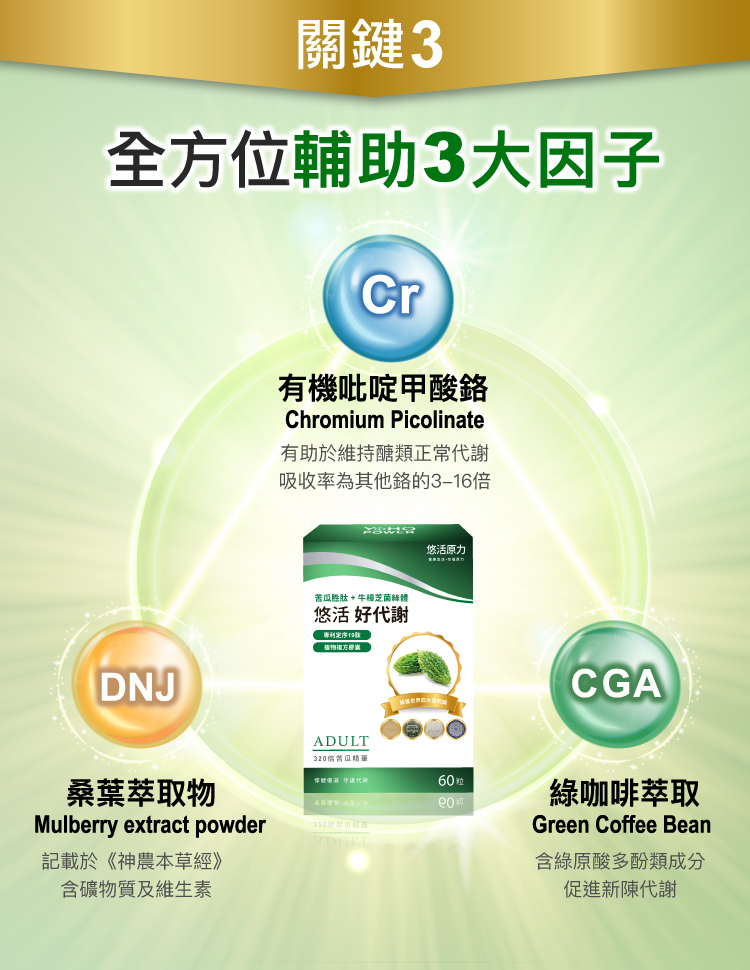 【悠活原力】悠活好代謝 苦瓜胜肽+牛樟芝菌絲體(60粒/盒) x2盒+贈葉黃素(