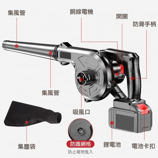 多功能吹吸兩用鼓風機 贈60入黏貼式車用垃圾袋